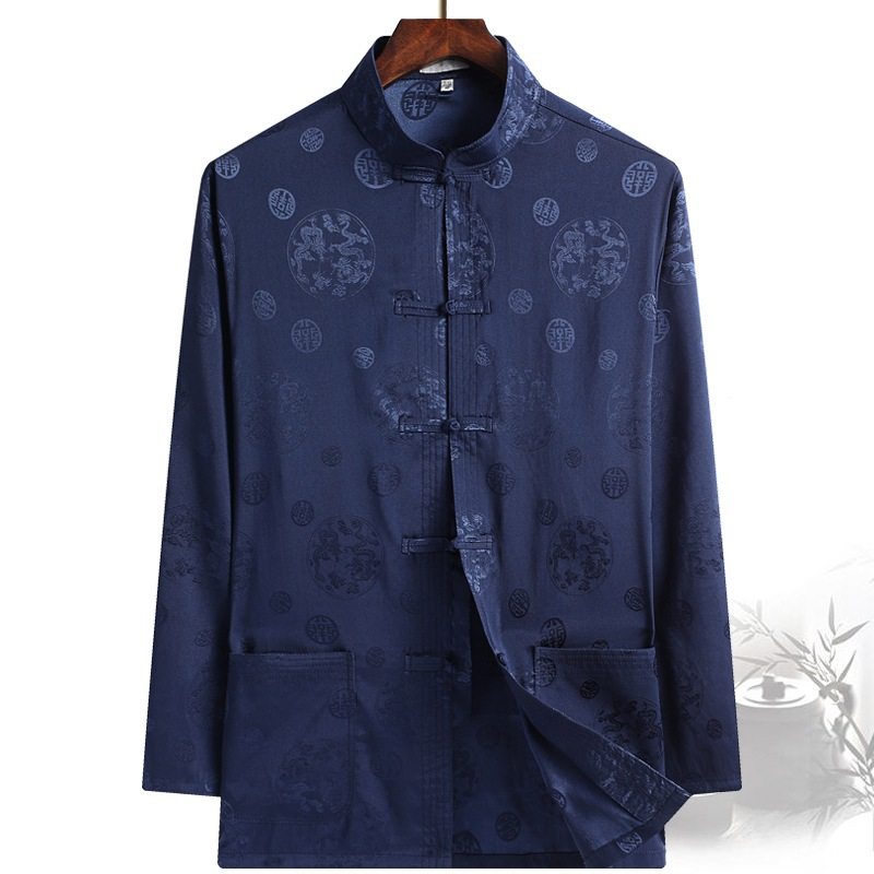 春秋季唐装男中老年人爸爸夏装冰丝汉衣服老人爷爷中国风长袖汉服,男装,唐装,淘宝优惠券,粉丝福利购,淘宝优惠卷