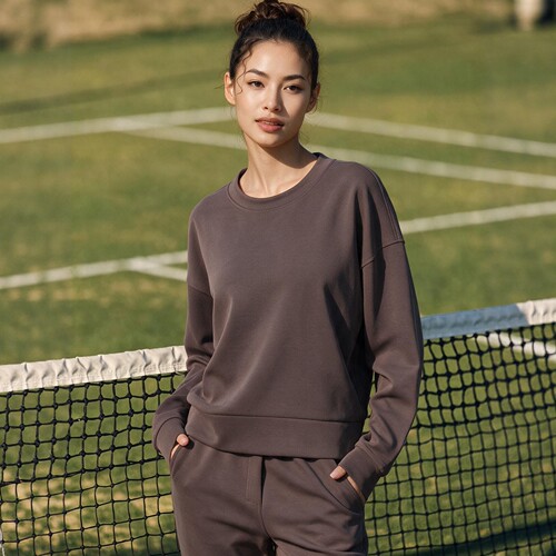 空气层网球服长袖女2026秋季新款宽松圆领短款卫衣休闲运动上衣
