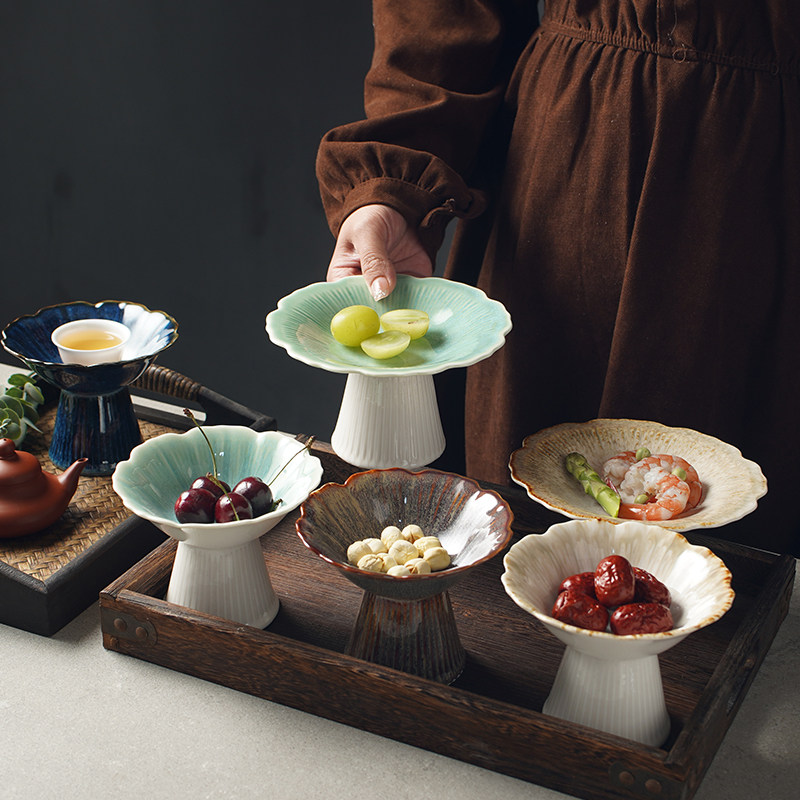 日式陶瓷高足盘高脚点心盘中式茶点盘酒店甜品碟精致凉菜盘水果盘,餐饮具,果盆/果盘/果篮,淘宝优惠券,粉丝福利购,淘宝优惠卷