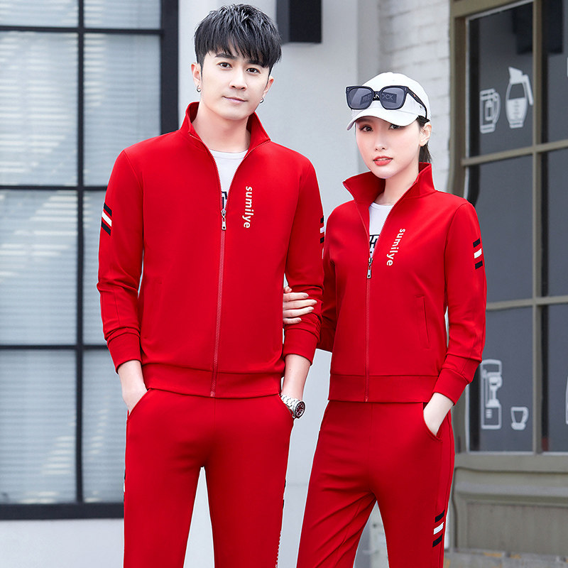 男女休闲情侣运动套装三件套