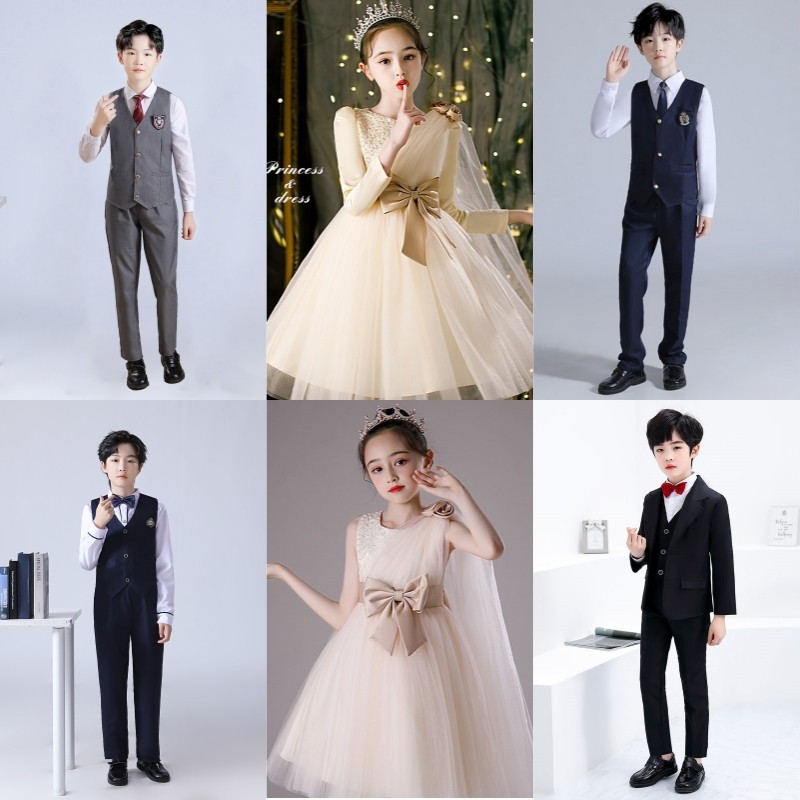 儿童舞蹈演出服女童公主蓬蓬裙中小学生幼儿园大合唱服主持人礼服