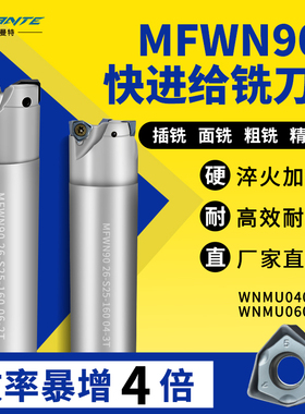 直角快进给铣刀杆抗震加工中心WNMU040304/060408双面六角铣刀片