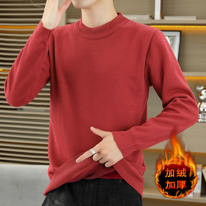 新款简约基础套头舒适圆领针织衫男加绒加厚保暖内搭毛衣长袖上衣,男装,针织衫/毛衣,淘宝优惠券,粉丝福利购,淘宝优惠卷