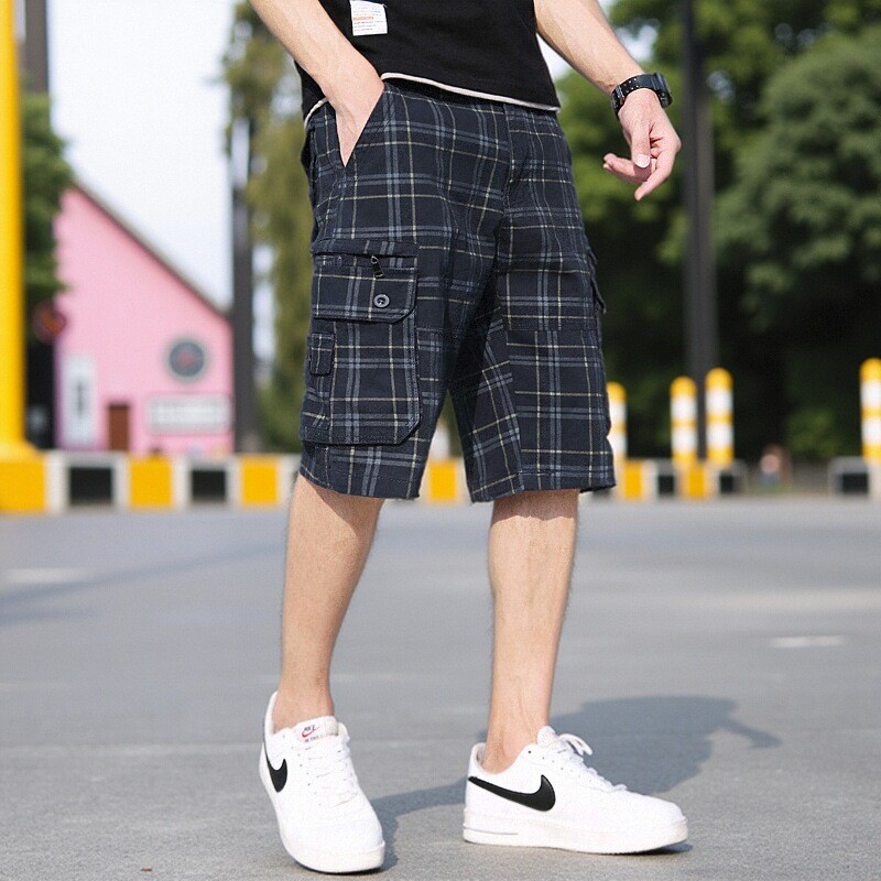 多口袋工装短裤男新款夏季韩版ins宽松直筒休闲运动棉5五分中裤子