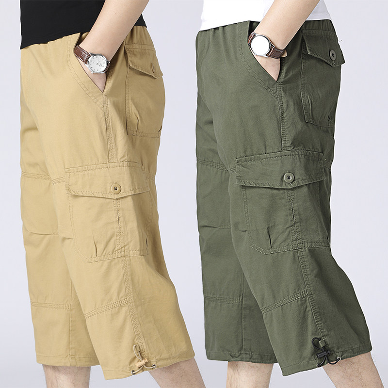 新款夏季七分裤工装短裤男宽松大码休闲青年户外运费中裤子沙滩裤