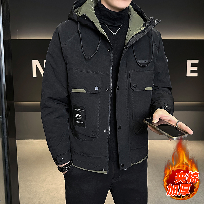 工装棉服冬季加厚保暖连帽大口袋