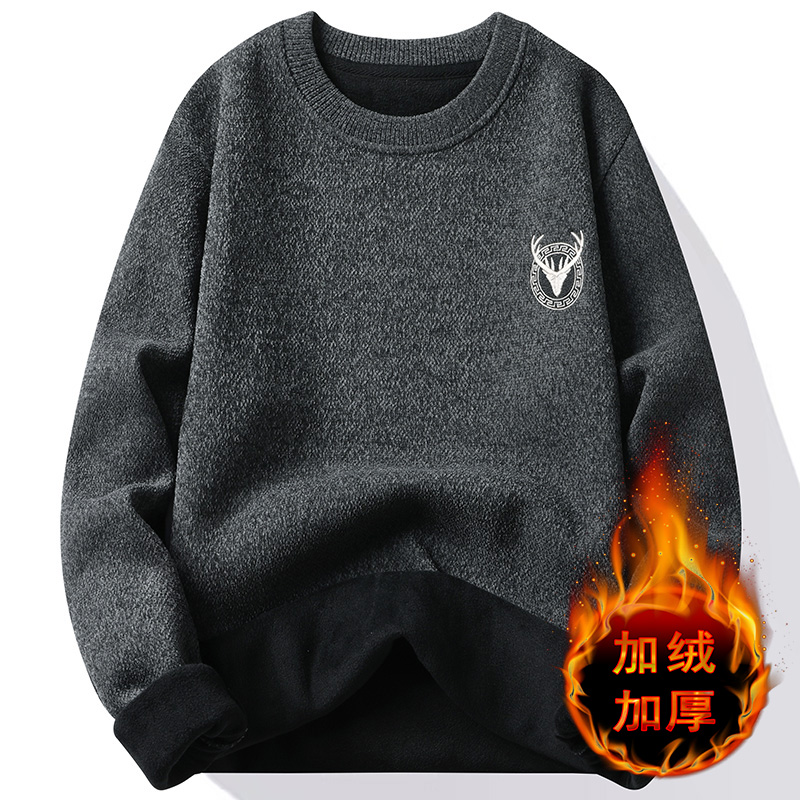 格雷系男加绒加厚保暖毛衣打底衫