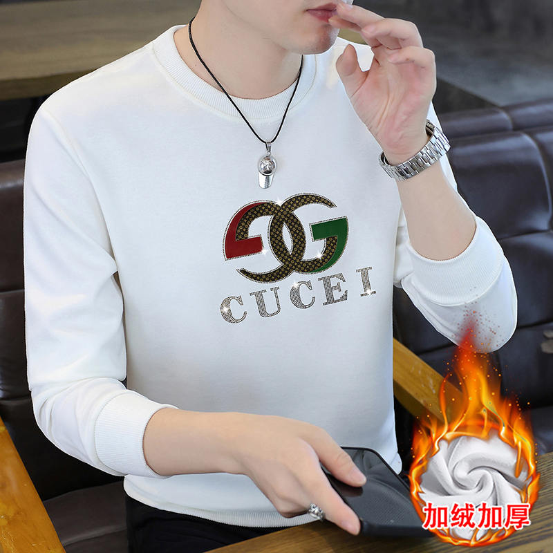 加绒圆领字母印花卫衣