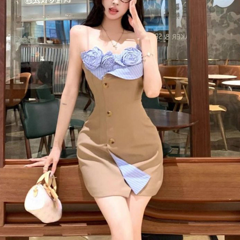 夏季纯欲吊带收腰显瘦包臀连衣裙