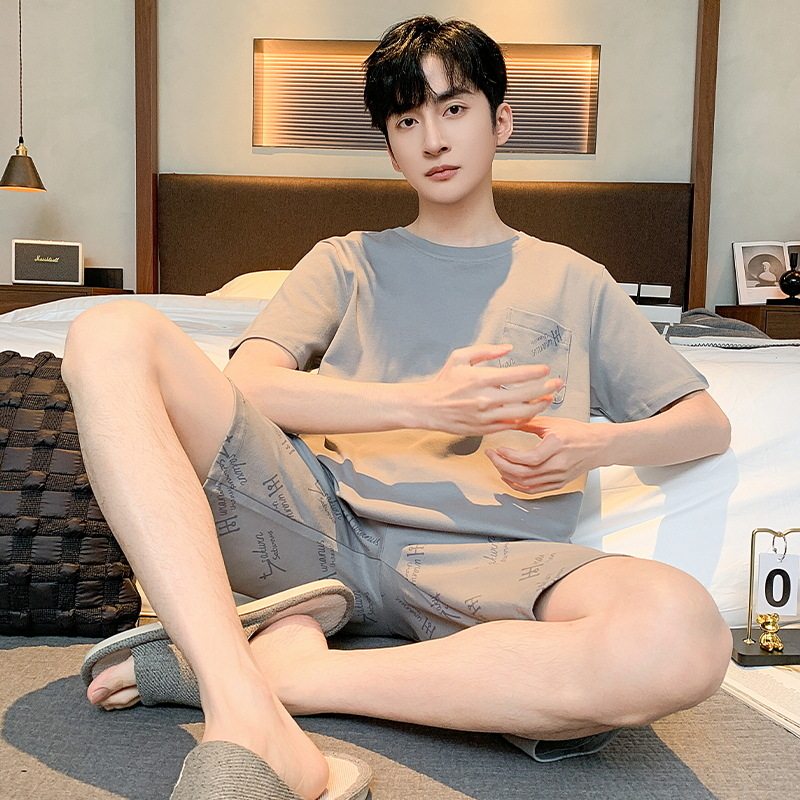 睡衣男纯棉短袖夏季可爱卡通青年男士宽松2024新款大码家居服套装