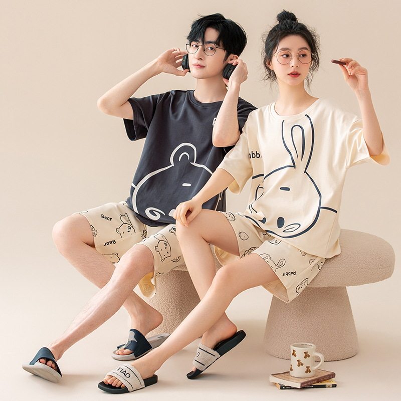 情侣睡衣夏季纯棉男款女士夏款2025新款夏天短袖卡通手家居服
