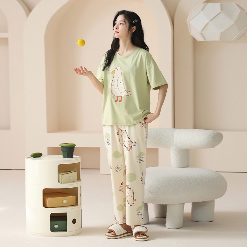 【7A抗菌】睡衣女款夏季纯棉卡通短袖夏天可外穿休闲家居服套装