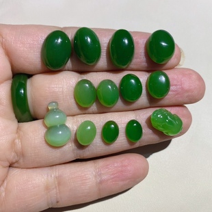 碧玉蛋面可镶嵌小精品和田玉苹果绿小挂件俄碧小葫芦貔貅可镶嵌面