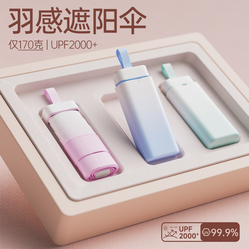 左都超轻太阳伞防晒防紫外线女六折叠小巧迷你便携口袋卡片遮阳伞