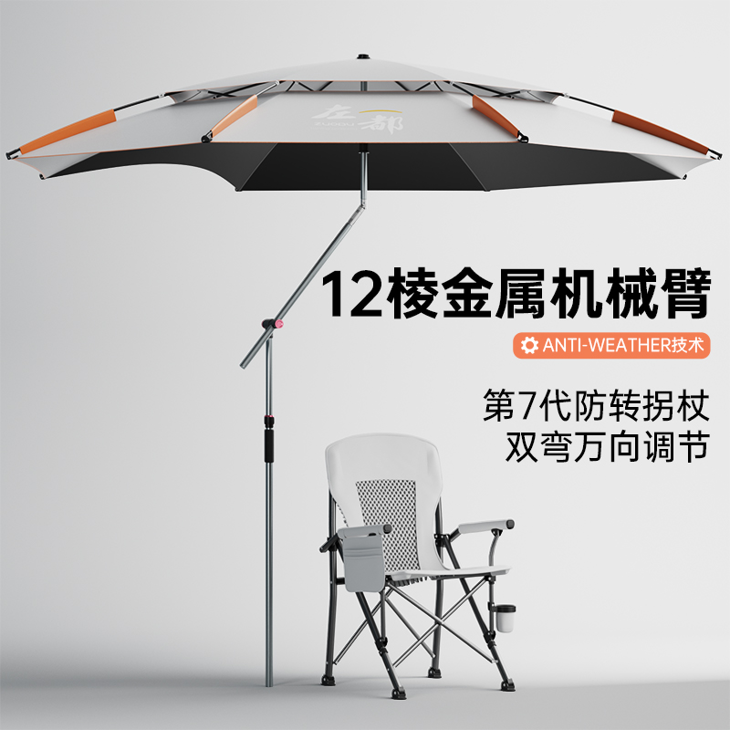 左都钓鱼伞2025新款加大万向钓伞2.6米拐杖遮阳专用防晒户外露营