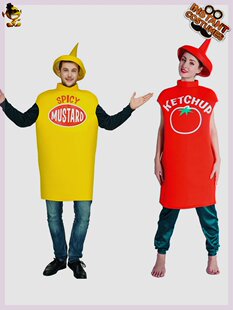 成人男女情侣万圣节番茄酱cosplay服装舞台装演出服化妆舞会恶搞