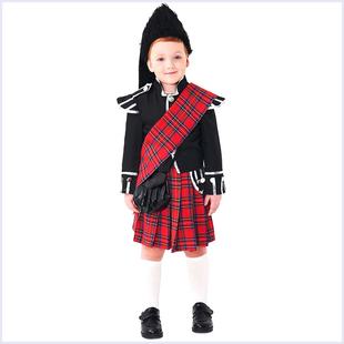 万圣节服装英国士兵儿童节舞台演出服苏格兰红格子cosplay仪仗队