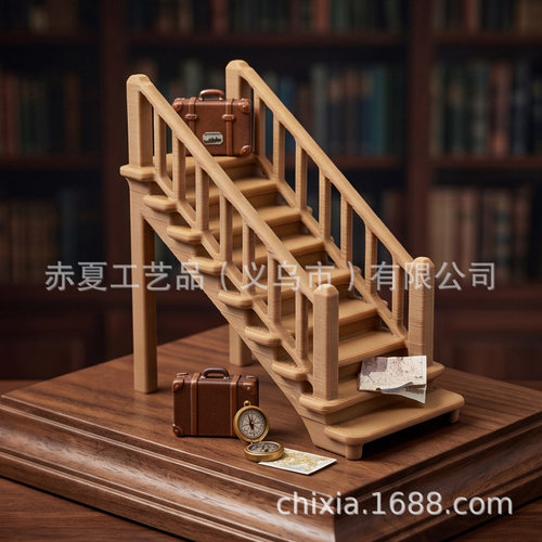 袖珍仿真木质楼梯微缩零件 外贸专供娃娃屋山林探险场景拍照摆件
