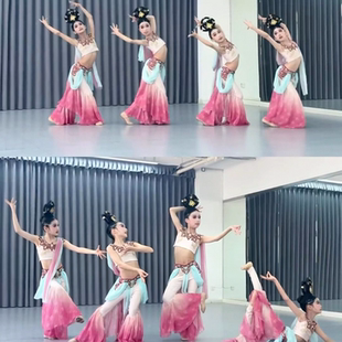 儿童敦煌舞蹈服沁莲同款剧目舞蹈演出服步步生莲异域风女孩表演服