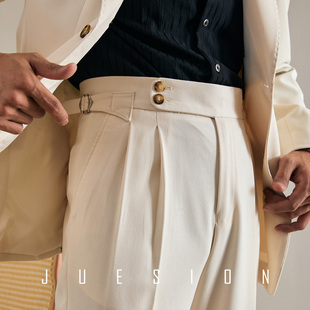 意式 长裤 巴黎扣那不勒斯直筒西裤 休闲西装 子 男中高腰男士 JUESION
