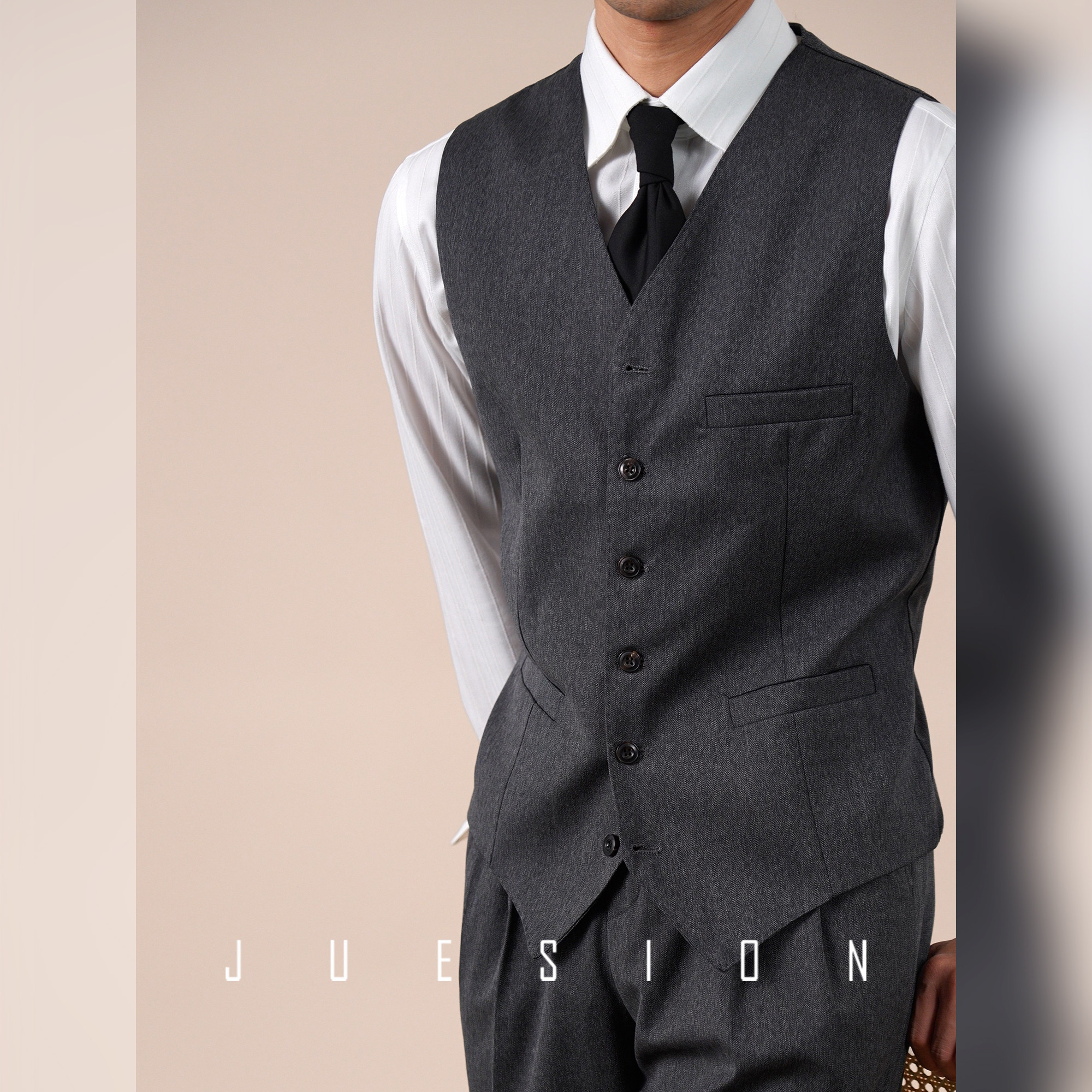【可机洗免熨烫】JUESION 单排扣西装马甲男通勤休闲商务正装马夹