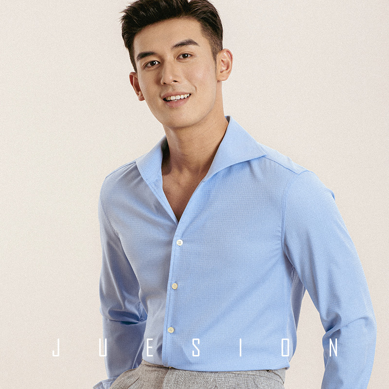 意式一片领衬衫免烫竹纤维衬衣