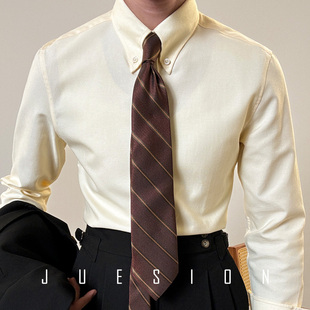 男士 大尖领纯色衬衫 长袖 春季 高级感商务休闲衬衣 JUESION 新款 意式