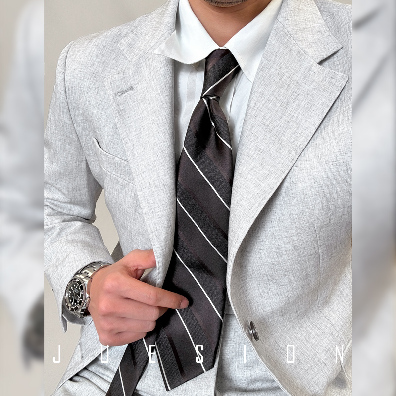 春夏季单排扣亚麻西服套装