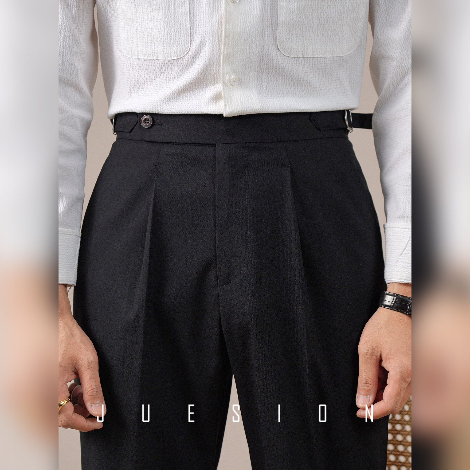 JUESION 意式那不勒斯西裤男春夏款韩版直筒修身休闲商务正装长裤