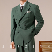 男士 通勤商务休闲西装 意式 双排扣西服套装 透气半里衬 JUESION