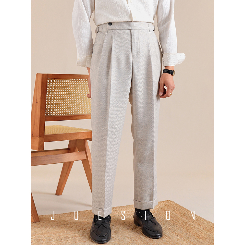 意式免烫那不勒斯高腰西裤