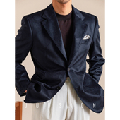 JUESION 单排扣西服外套男麂皮绒免烫高级感商务休闲西装 春季 新款