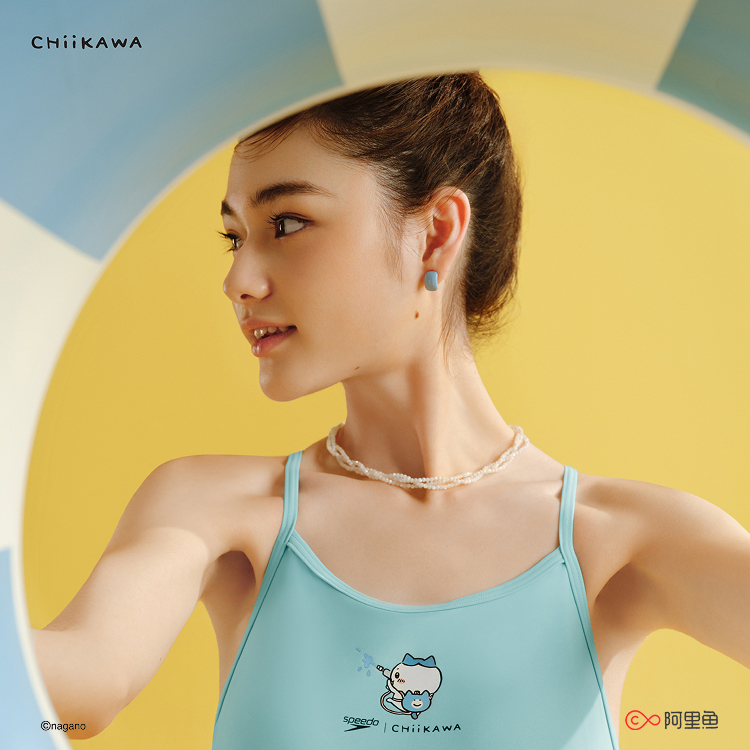 全新Speedo|CHIIKAWA系列 俏皮印花细肩带女士连体泳衣