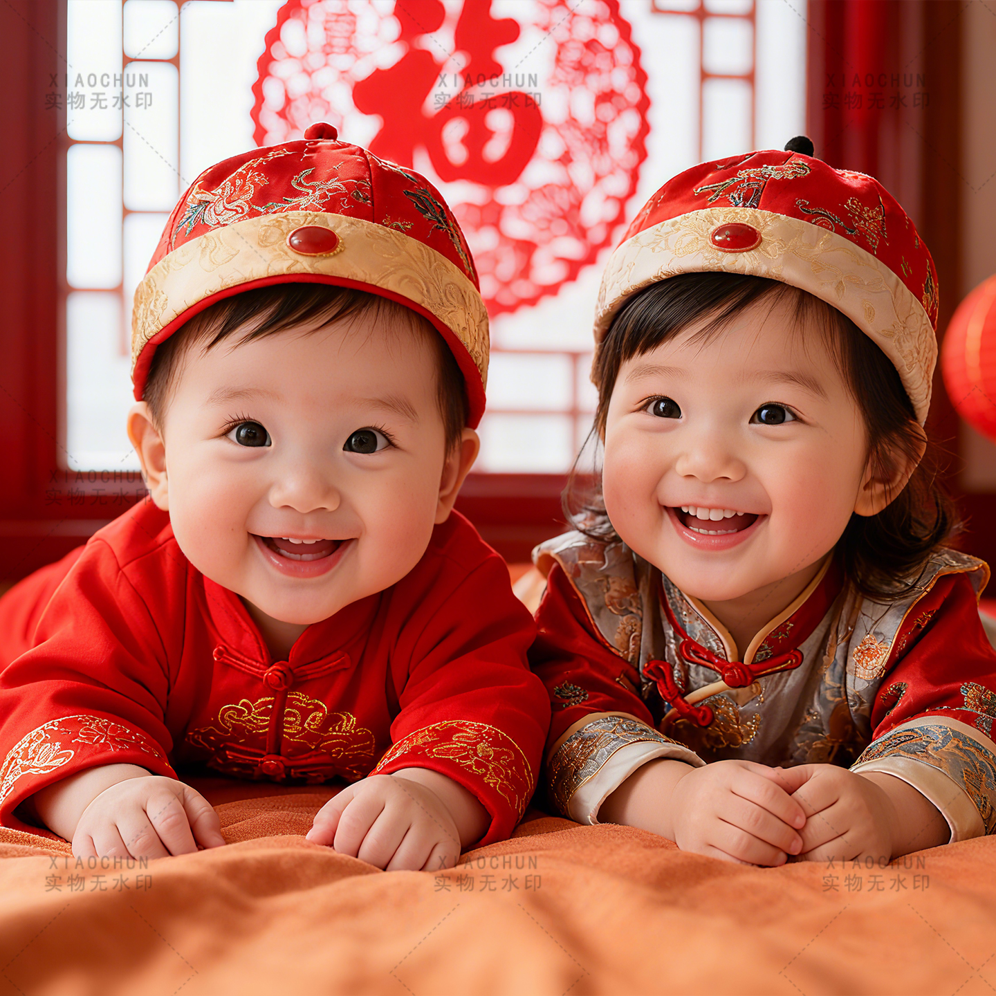 婚房宝宝画床头备孕龙凤胎双胞胎新婚自粘装饰画漂亮萌娃贴纸贴画