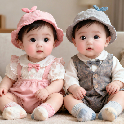 宝宝画报墙贴双胞胎自粘贴画