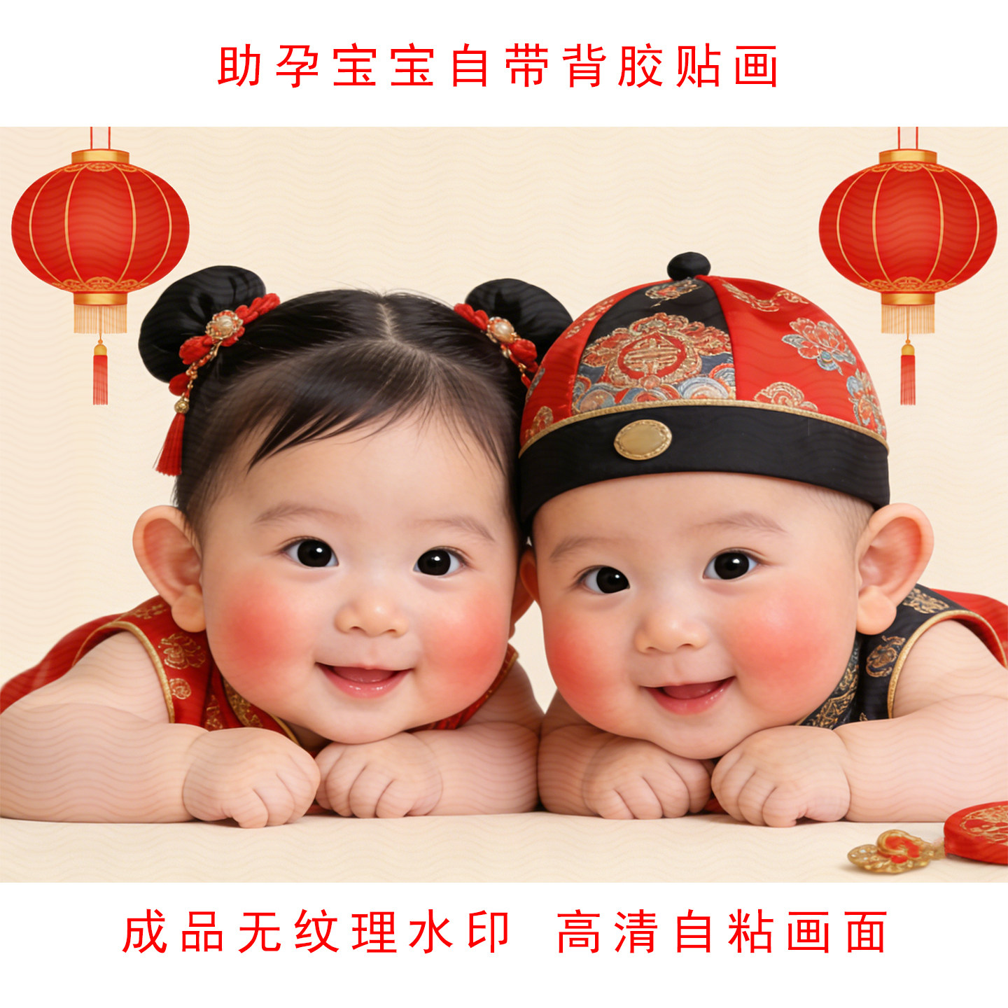 助孕宝宝男女龙凤胎婚房卧室送子图墙贴求子备孕婴儿娃娃无痕贴画