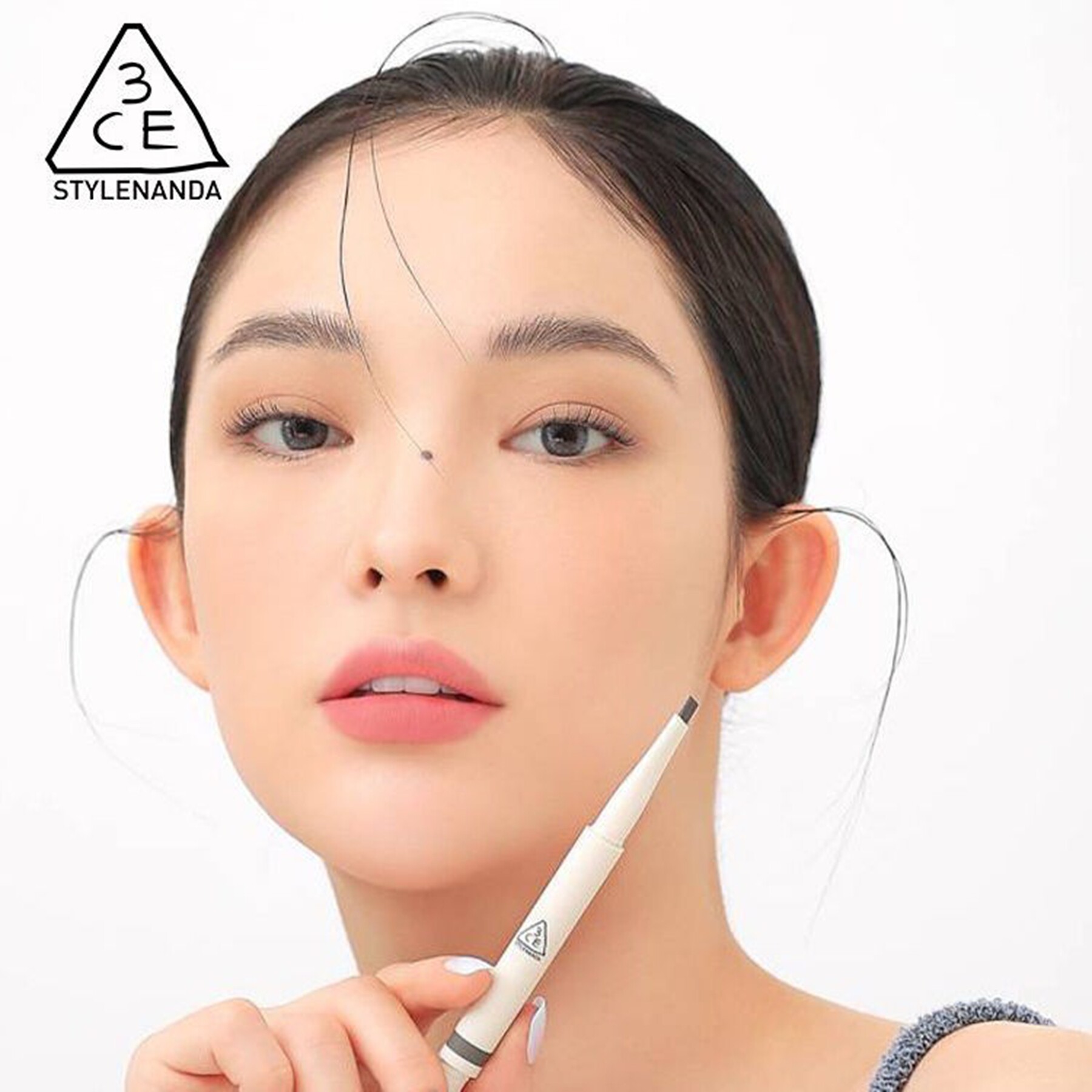 3CE轻松塑形自动砍刀眉笔新手双头持久防水自然显白深棕色灰棕色