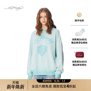 女士虎头圆领卫衣水洗喷色套头衫 新款 hardy埃德哈迪2025春季