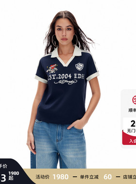 Ed Hardy埃德哈迪2026夏季新款女士百搭宽松短袖POLOT恤E1SBW240
