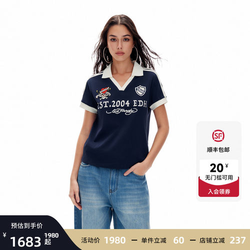 Ed Hardy埃德哈迪2026夏季新款女士百搭宽松短袖POLOT恤E1SBW240