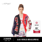 复古撞色宽松V领卫衣开衫 美式 新款 外套 hardy埃德哈迪春季