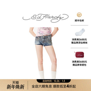 热裤 复古辣妹金粉牛仔短裤 新款 Hardy埃德哈迪秋季