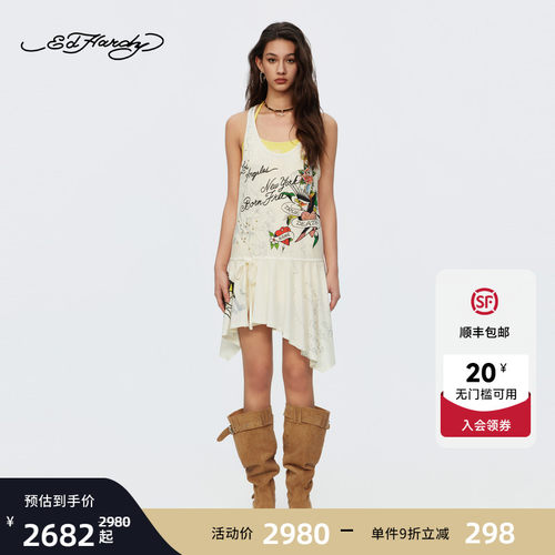 Ed Hardy埃德哈迪2026夏季新款女士工字背心不对称连衣裙E1SBW272