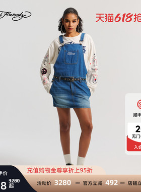 Ed Hardy埃德哈迪2026春季新款女士牛仔A字领背带连衣裙E1SAW290
