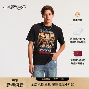 拔印烫钻短袖 男士 新款 T恤E1SAM052 Hardy埃德哈迪2026春季