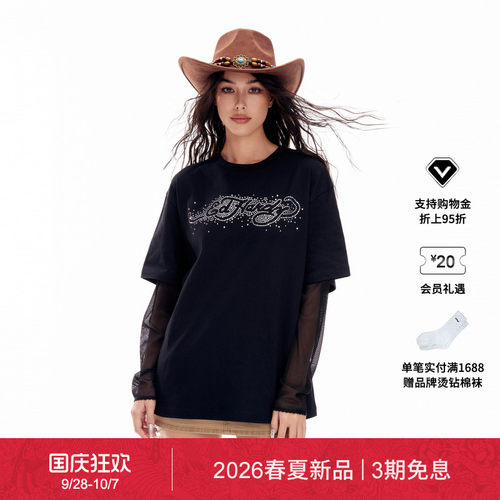【春夏新品】Ed Hardy埃德哈迪女士烫钻宽松长袖T恤E1SBW304