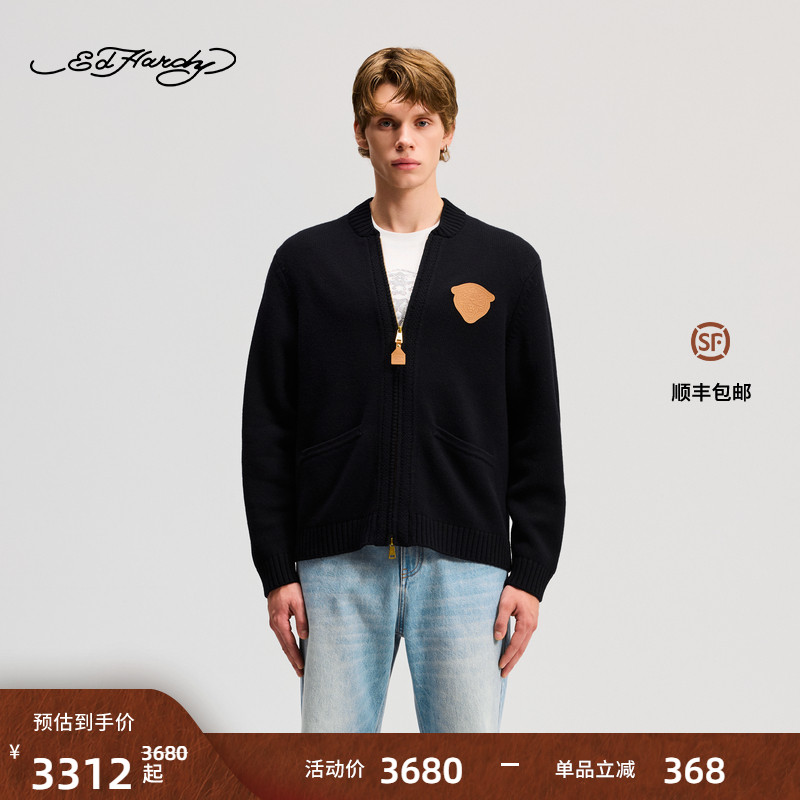 Ed Hardy埃德哈迪2025冬季新款男士高领宽松针织衫E1RDM015