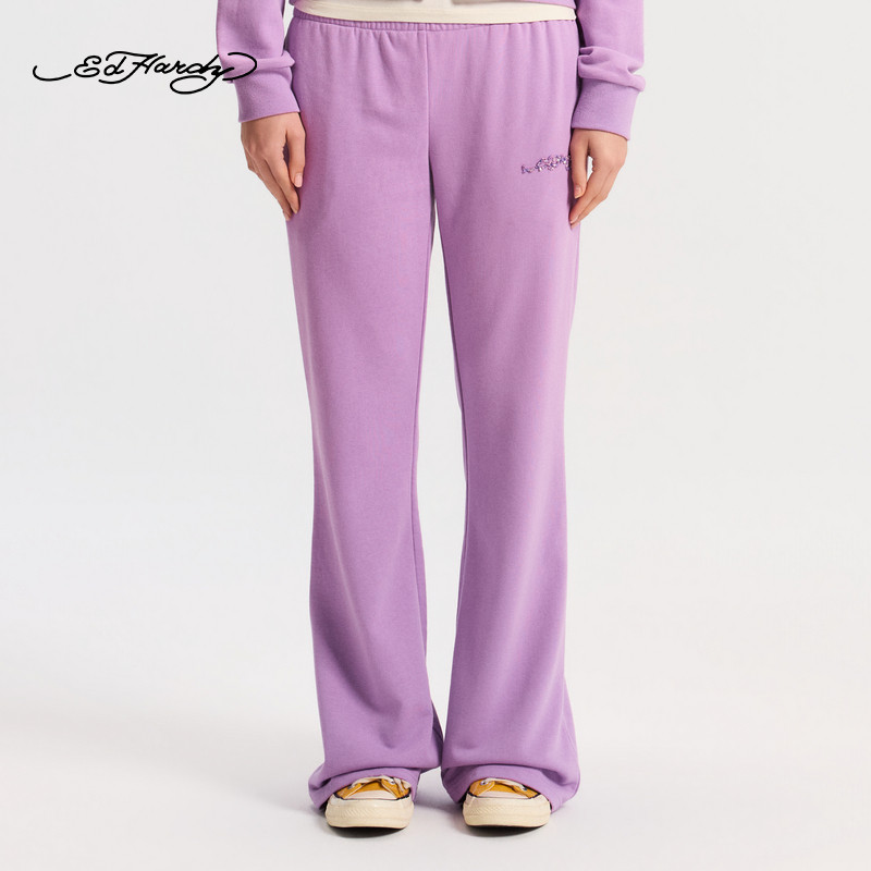 Ed Hardy埃德哈迪2026春季新款女士窄腰头喇叭长裤E1SAW214