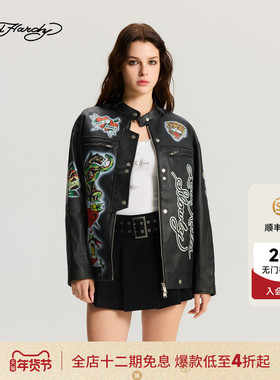 Ed Hardy埃德哈迪2025冬季新款女士设计师款机车夹克衫E1RDW383