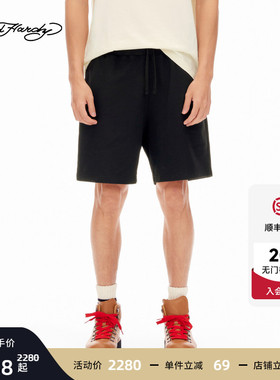 Ed Hardy埃德哈迪2026夏季新款男士烫钻虎头标宽松短裤E1SBM067